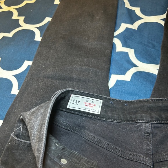 Excellent Condition Gap black Washwell Vintage Sky High rise straight jeans 29 - Picture 2 of 5